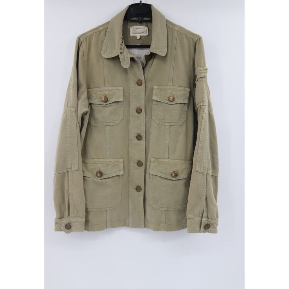 current elliott women’s 2 studded commander army jacket pale olive distressed